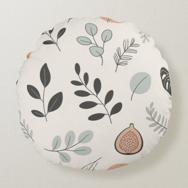 Calm Botanica – Line Art Leaf Throw Pillow (Front)