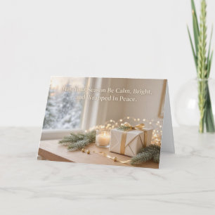 Calm & Bright Peaceful Christmas Greeting Thank You Card