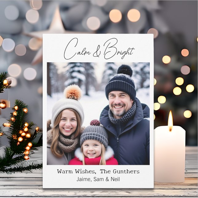 Calm & Bright | Picture Personalised Christmas Holiday Card (Creator Uploaded)