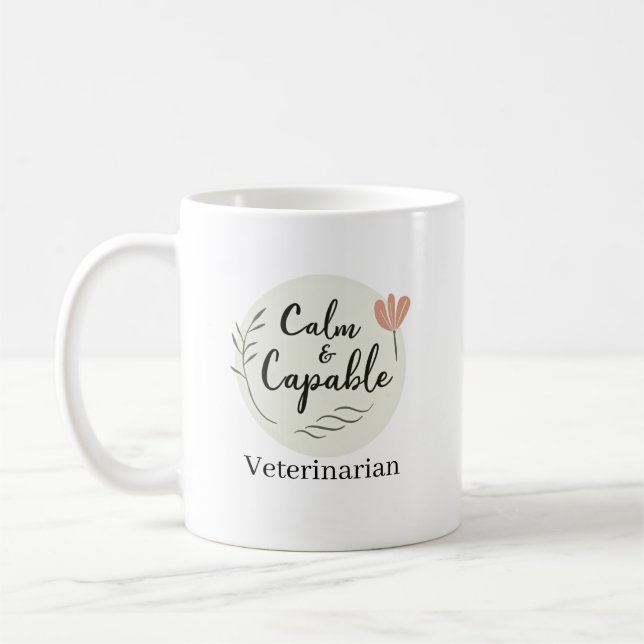 Calm & Capable Veterinarian Personalised  Coffee Mug (Left)