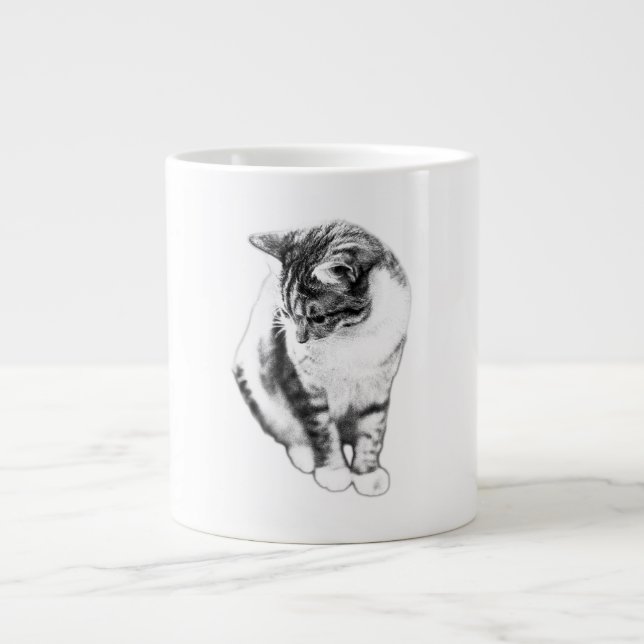 Calm Cat Looking Down Portrait Mug (Front)