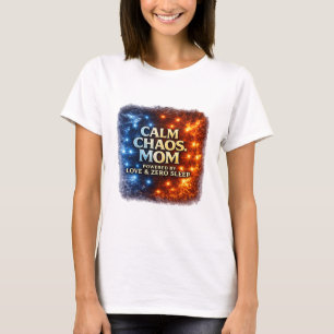 Calm Chaos Mum Shirt, Funny Mum Life Tee, Powered  T-Shirt
