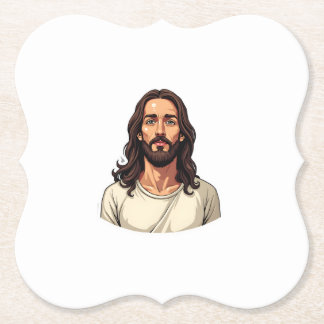 Calm Christ Portrait Vintage Engraving Shirt 2 Paper Coaster