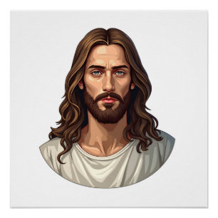 Calm Christ Portrait Vintage Engraving Shirt 2 Poster