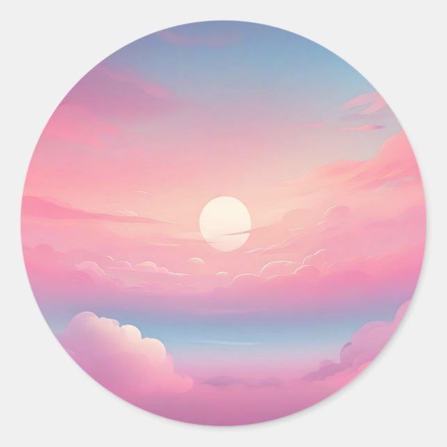 Calm Clouds Sky Classic Round Sticker (Front)