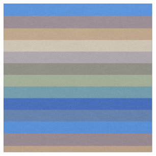 Calm Coastal Neutral Stripe Pattern in Blues and S Fabric
