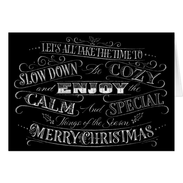 Calm + Cozy Merry Christmas Chalkboard Calligraphy (Front Horizontal)
