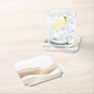 Calm Desert Waves with Fennec Essence   Minimal Se Paper Coaster