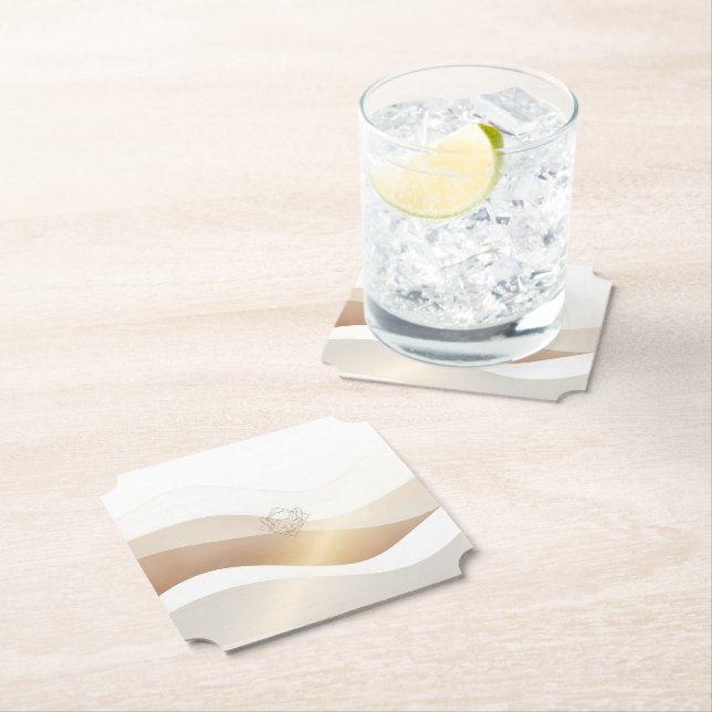 Calm Desert Waves with Fennec Essence | Minimal Se Paper Coaster (Insitu)