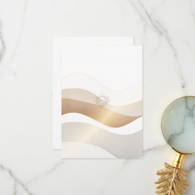 Calm Desert Waves with Fennec Essence | Minimal Se Thank You Card (Front/Back In Situ)