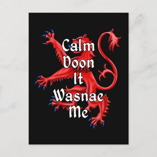 Calm Doon It Wasnae Me Funny Scottish Postcard (Front)
