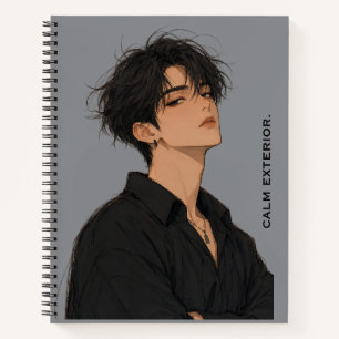 Calm Exterior Anime Boy Attitude Notebook