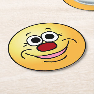 Calm Face Grumpey Round Paper Coaster