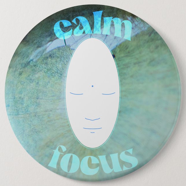 Calm Focus Meditating Head 6 Cm Round Badge (Front)