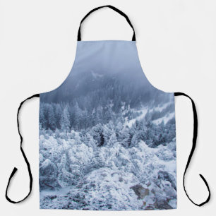 Calm foggy winter day on top of the mountains apron
