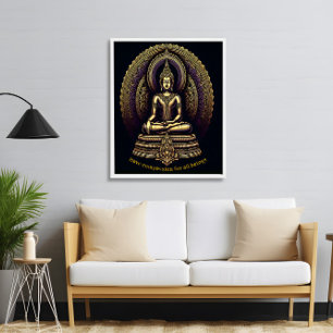 Calm gold Buddha in meditation, Poster