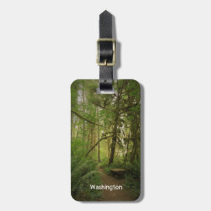 Calm Green Forest Trail in Washington Luggage Tag