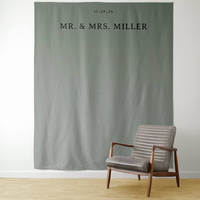 Calm Green Minimalist Typographic Tapestry (In Situ)