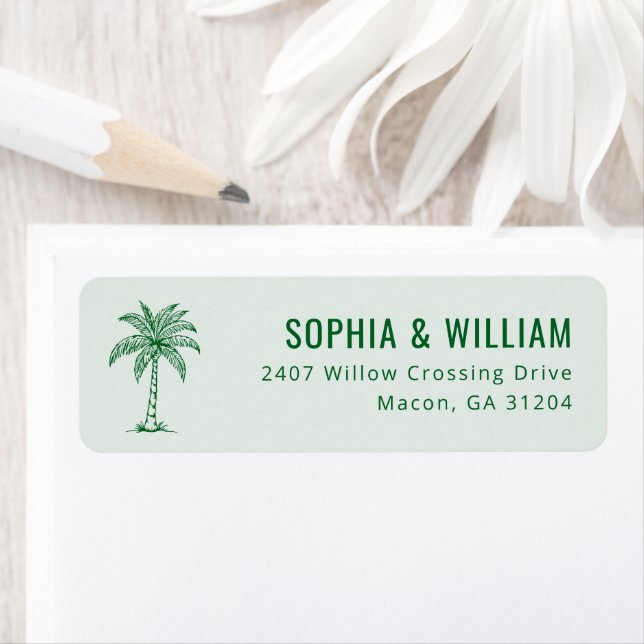 Calm Green Palm Tree Return Address Label (Insitu)
