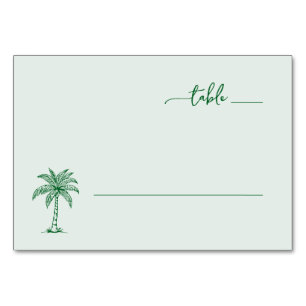 Calm Green Palm Tree Table Number