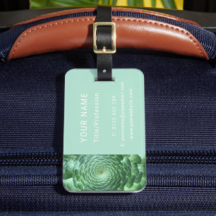 Calm Green Succulent Plant Luggage Tag