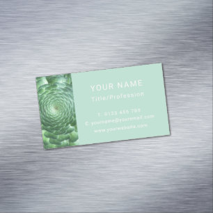 Calm Green Succulent Plant Magnetic Business Card