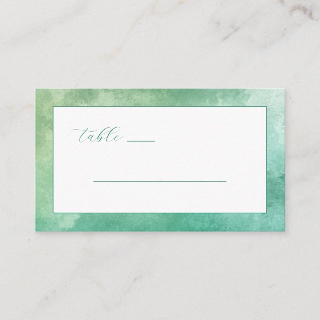 Calm Green Watercolor Table Sign Place Card (Front)