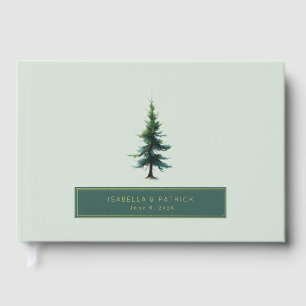 Calm Green Watercolor Tree Guest Book