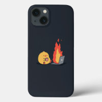 Calm in Chaos – Cute Yellow Bird & Fiery Laptop iP