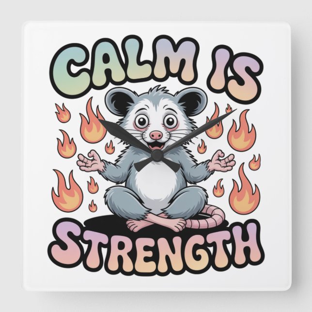 Calm Is Strength Square Wall Clock (Front)