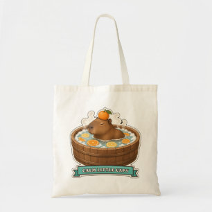 Calm Little Capy Capybara in a Wooden Tub Tote Bag