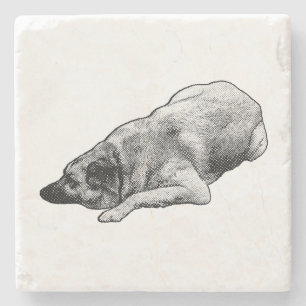 Calm Manga Dog Adds Warmth To Holiday Table Stone Coaster