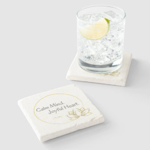 Calm Mind Joyful Heart Buddha Quote Stone Coaster