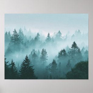 Calm Misty Forest Landscape Wall Art