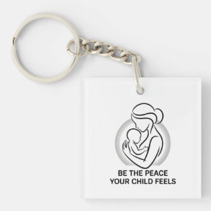 Calm Mother and Baby Minimalist Mantra Key Ring