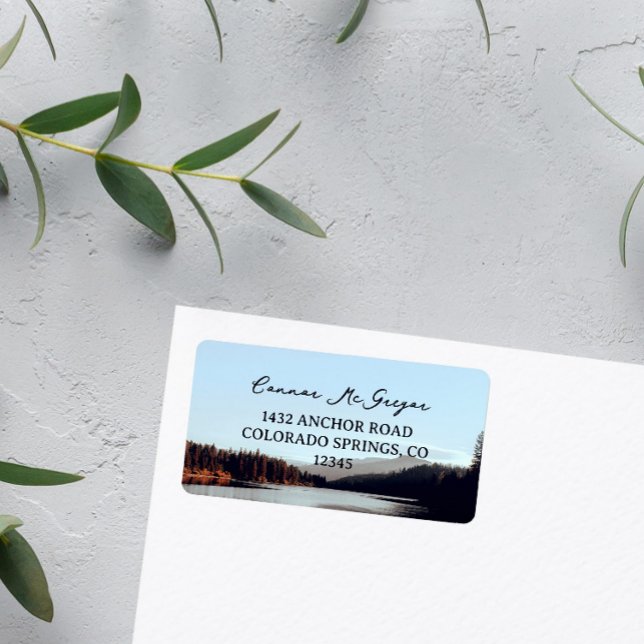 Calm Mountain Lake Forest Landscape Label (Creator Uploaded)