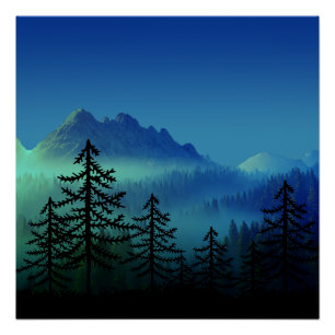 CALM MOUNTAIN MIDNIGHT FOREST  POSTER
