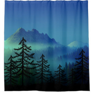 CALM MOUNTAIN MIDNIGHT FOREST SHOWER CURTAIN