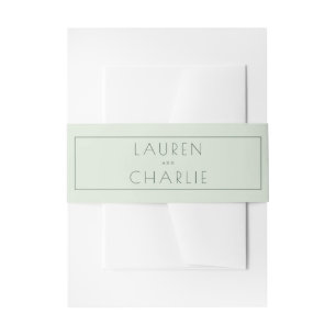 Calm Muted Green Minimalist Names Invitation Belly Band