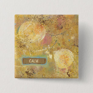 Calm natural beauty abstract art unique painting 15 cm square badge