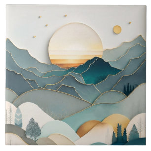 Calm Nature Ceramic Tiles: Minimalist Landscapes Ceramic Tile