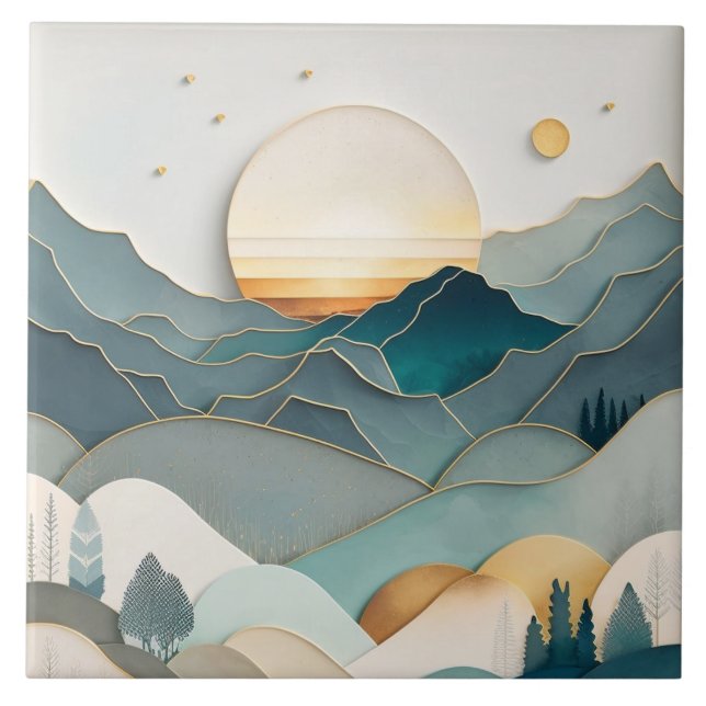 Calm Nature Ceramic Tiles: Minimalist Landscapes Ceramic Tile (Front)