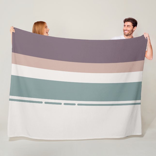 Calm Neutral Stripes – Minimal Cozy Layers Fleece Blanket (In Situ)
