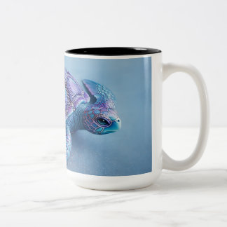 Calm Ocean Turtle Art – Blue & Purple Fantasy Sea  Two-Tone Coffee Mug