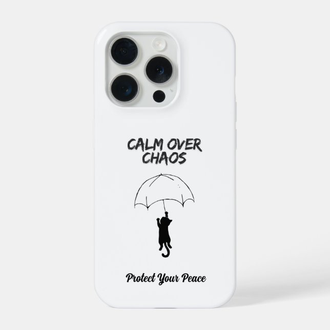 Calm Over Chaos – Editable Quote Cat iPhone Case (Back)