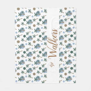 Calm Palm Trees and Dots Personalised Tropical  Do Fleece Blanket