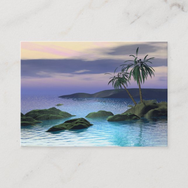 Calm Palms Island Scene Business Card (Front)