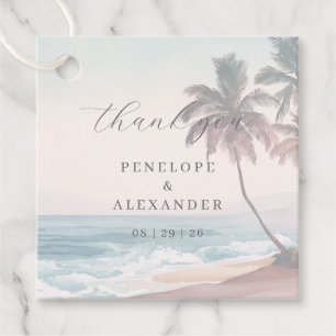 Calm Pastel Beach Watercolor Favour Tags