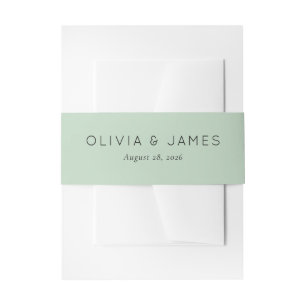 Calm Pastel Green Typographic Invitation Belly Band