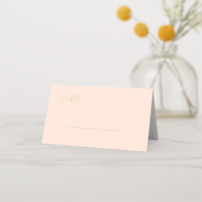 Calm Peach Minimalist Calligraphy Place Card (Front)
